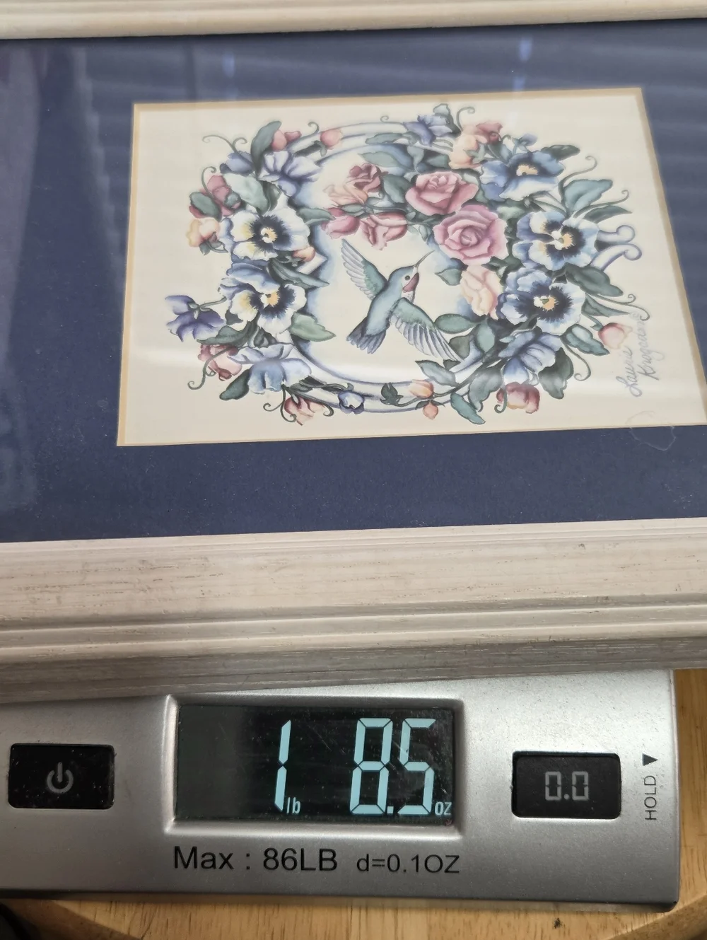 Vintage 90s Blue Hummingbird Floral Wooden Wall Decor Set Laurie Korsgaden